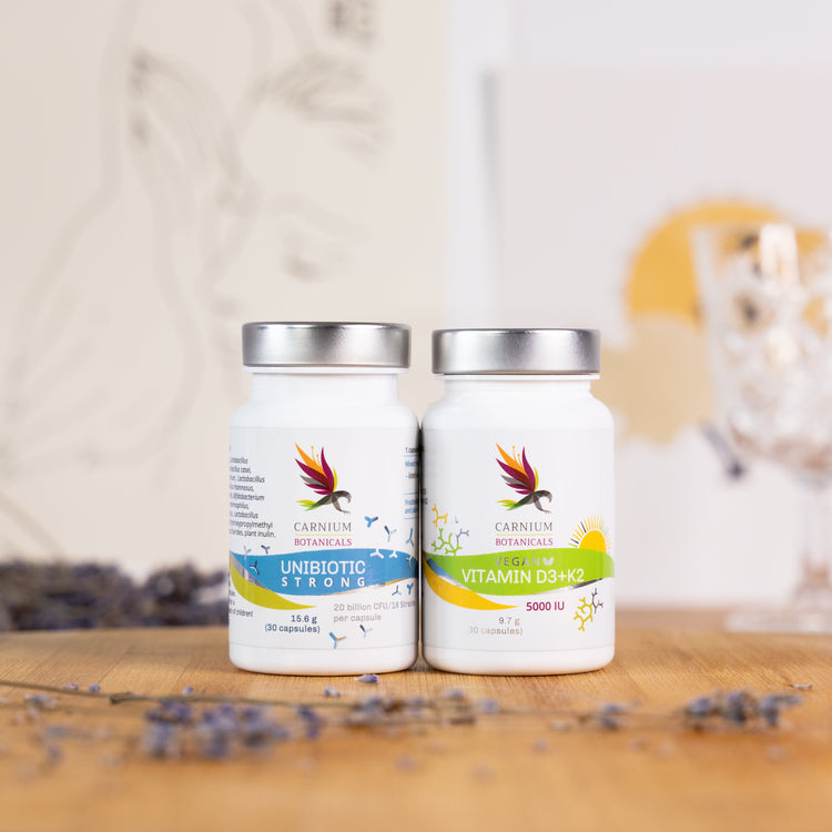 Silny układ odpornościowy: Unibiotic STRONG + Witamina D3+K2 -10%
